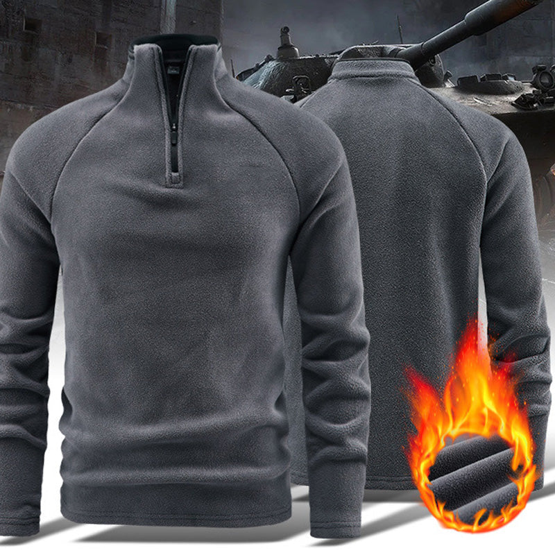 Men's Solid-Color Half-Zip Fleece Long-Sleeve Sweatshirt