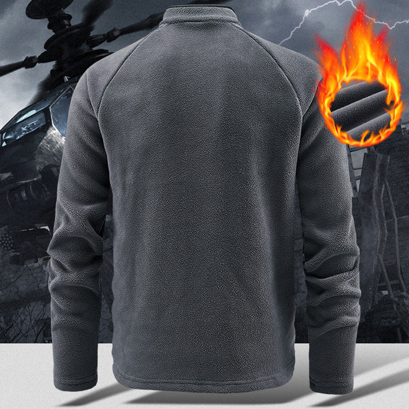 Men's Solid-Color Half-Zip Fleece Long-Sleeve Sweatshirt