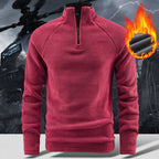Men's Solid-Color Half-Zip Fleece Long-Sleeve Sweatshirt