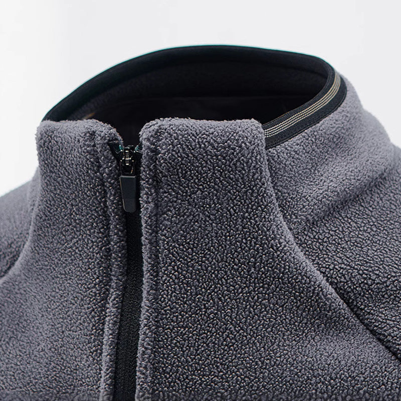 Men's Solid-Color Half-Zip Fleece Long-Sleeve Sweatshirt