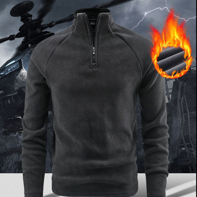 Men's Solid-Color Half-Zip Fleece Long-Sleeve Sweatshirt