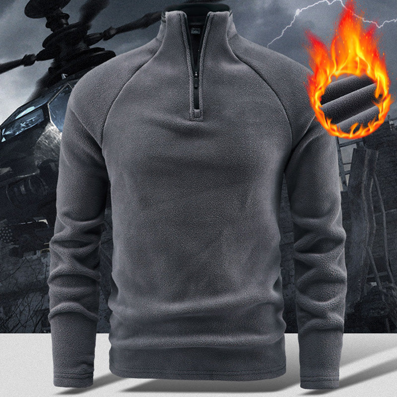 Men's Solid-Color Half-Zip Fleece Long-Sleeve Sweatshirt