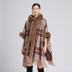 🎅Christmas Offer: 50% Off-Faux rabbit fur collar hooded cape