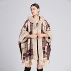 🎅Christmas Offer: 50% Off-Faux rabbit fur collar hooded cape