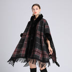 🎅Christmas Offer: 50% Off-Faux rabbit fur collar hooded cape