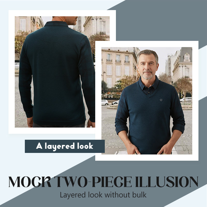 Men's Plaid Mock 2-Piece Top