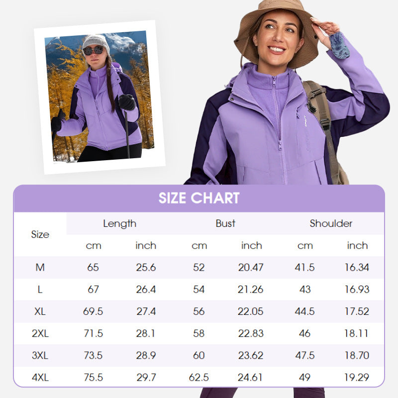 Women's 3-in-1 Outdoor Triple-Protection Multi-Color Jacket