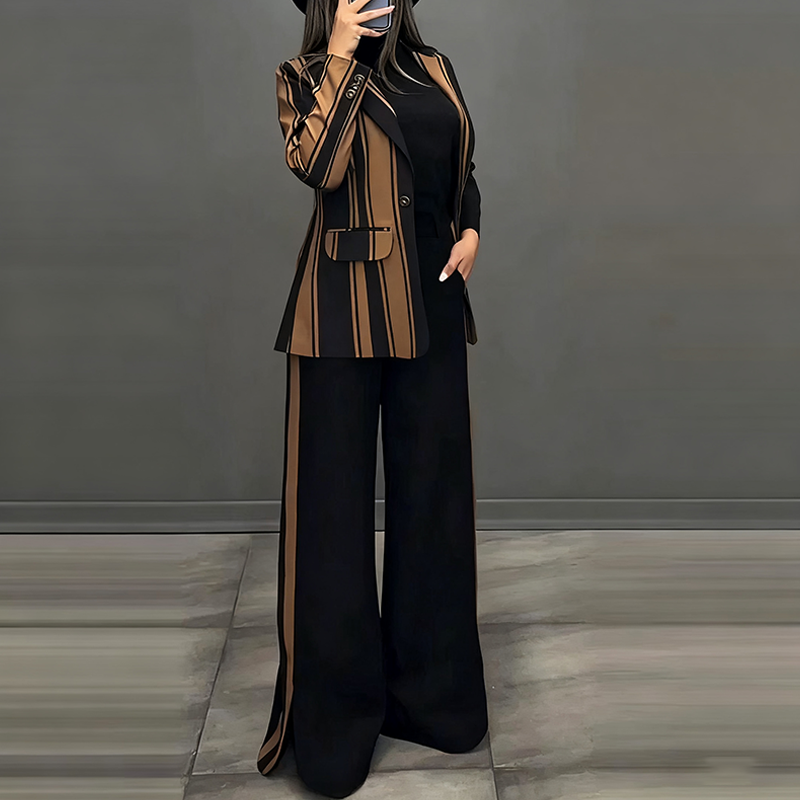 Fashion Blazer & Wide-Leg Pants Set