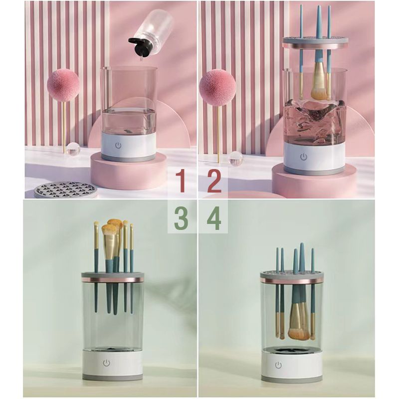 💖 50% OFF! ✨ AUTOMATIC MAKEUP BRUSH CLEANER - Deep Cleaning in 3 Minutes, Compact & Portable for Travel, USB Charging with Quiet Operation 🌸🚿