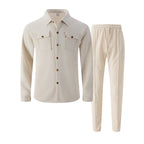Men's Waffle Button-Down Jacket & Pants Set