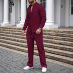 ⏳Time-Limited Special⏰Men’s Casual Waffle Shirt Pants 2-Piece Set