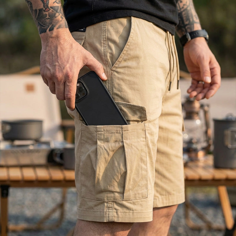 💖🩳 Men's Casual Cargo Shorts with Drawstring Waist – Multi-Pocket, Lightweight & Breathable