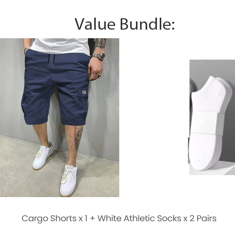 💖🩳 Men's Casual Cargo Shorts with Drawstring Waist – Multi-Pocket, Lightweight & Breathable