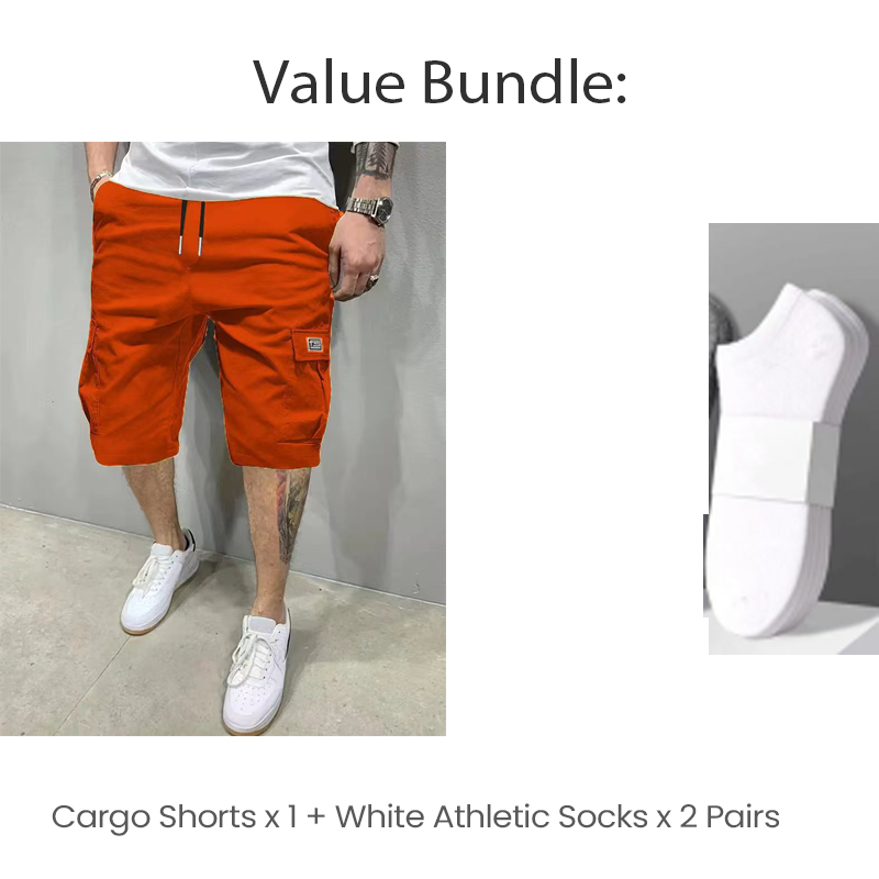 💖🩳 Men's Casual Cargo Shorts with Drawstring Waist – Multi-Pocket, Lightweight & Breathable