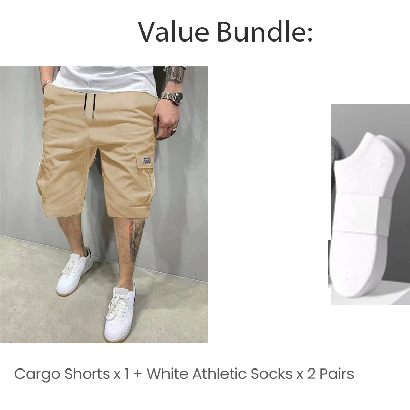 💖🩳 Men's Casual Cargo Shorts with Drawstring Waist – Multi-Pocket, Lightweight & Breathable