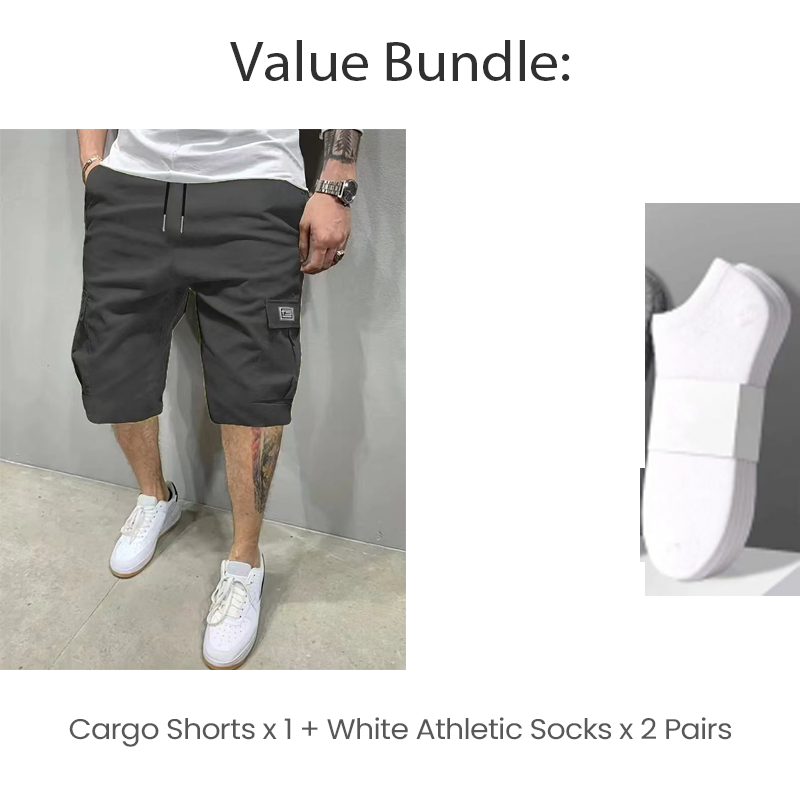 💖🩳 Men's Casual Cargo Shorts with Drawstring Waist – Multi-Pocket, Lightweight & Breathable