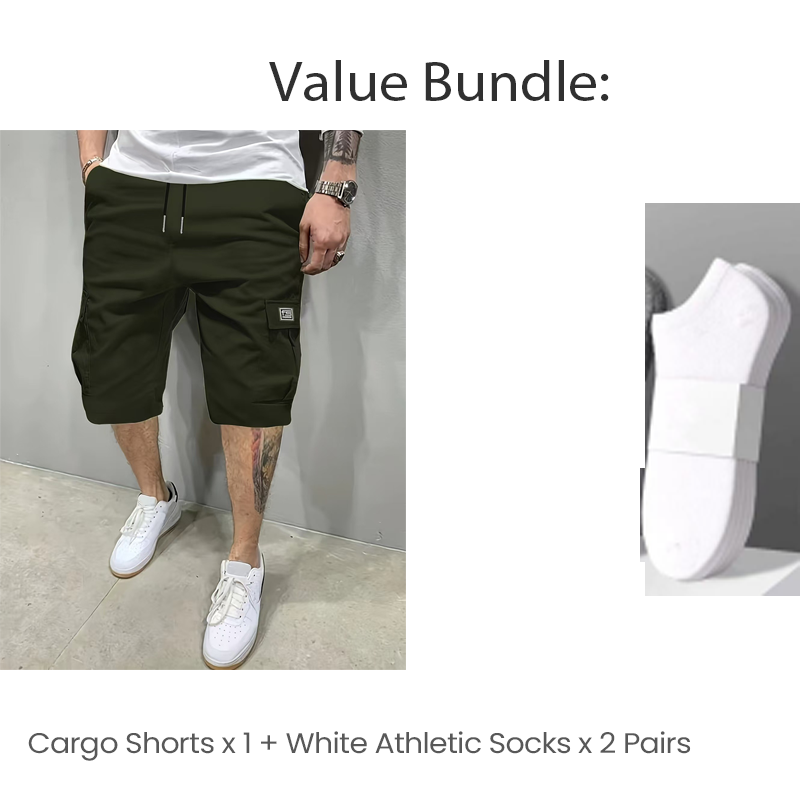 💖🩳 Men's Casual Cargo Shorts with Drawstring Waist – Multi-Pocket, Lightweight & Breathable