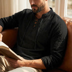 🧥Men's Casual Lace-Up Shirt – Smart in seconds! No-tie modern collar, soft breathable cotton.