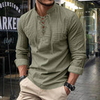 🧥Men's Casual Lace-Up Shirt – Smart in seconds! No-tie modern collar, soft breathable cotton.