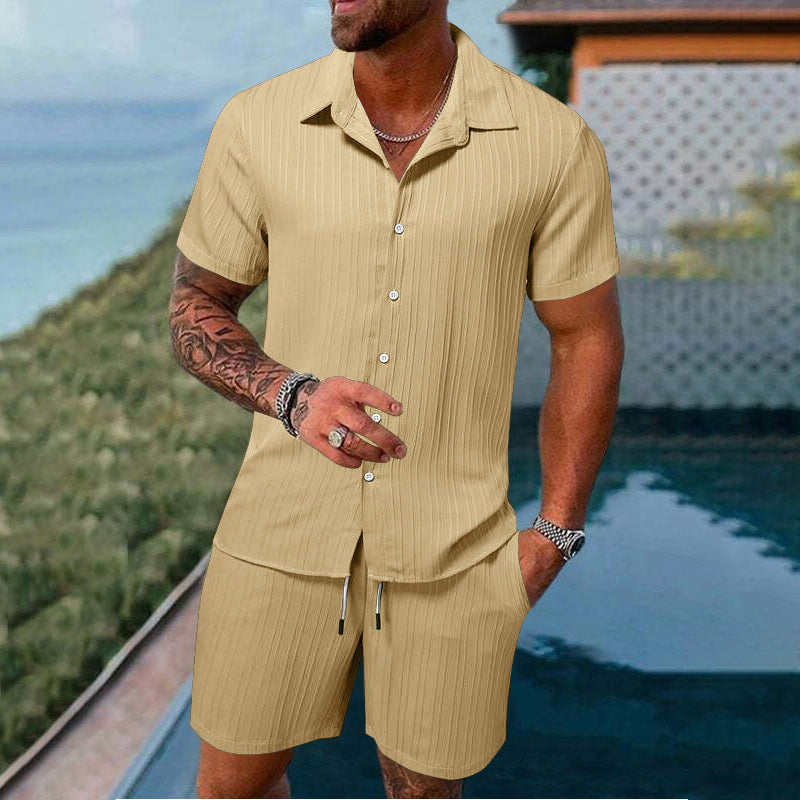Men's Loose Short Sleeve Shirt & Shorts 2-Piece Set