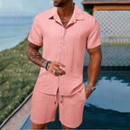 Men's Loose Short Sleeve Shirt & Shorts 2-Piece Set