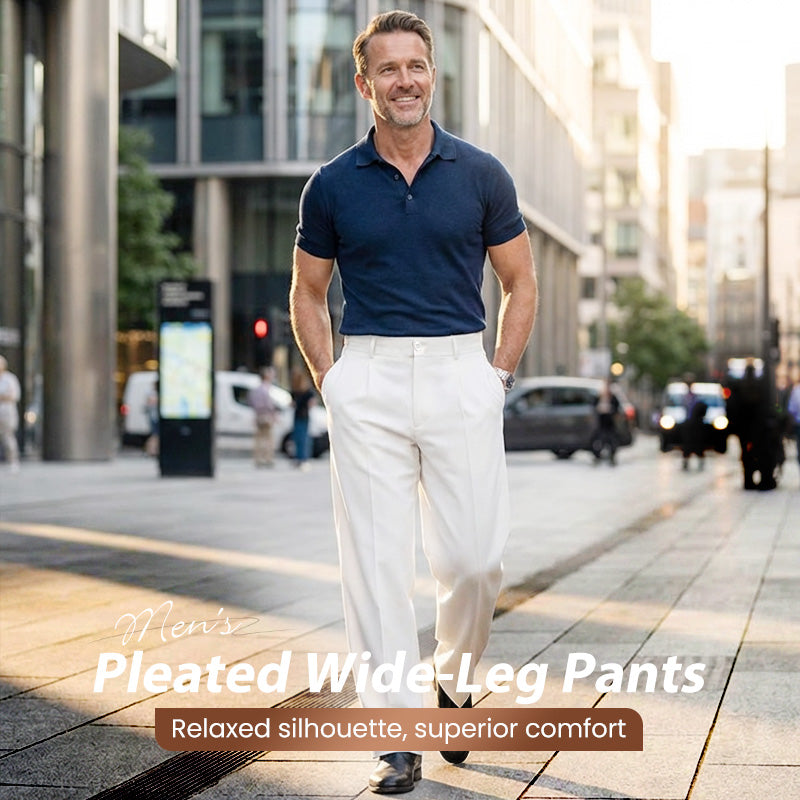 🥳Men's Casual Wide-Leg Pants – Breezy pleated front, easy pull-on style👖