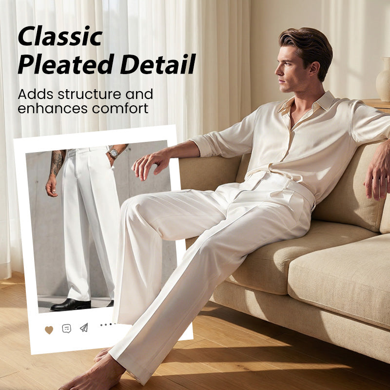 🥳Men's Casual Wide-Leg Pants – Breezy pleated front, easy pull-on style👖