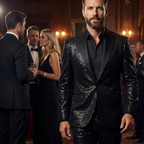 Men's Black Sparkle Tuxedo Suit Set