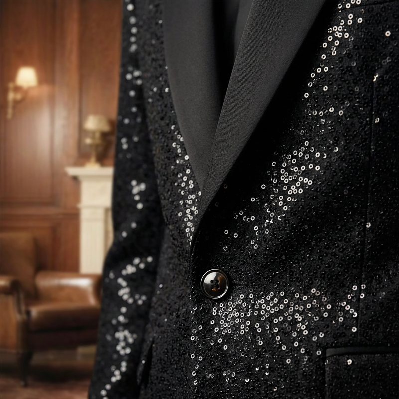 Men's Black Sparkle Tuxedo Suit Set