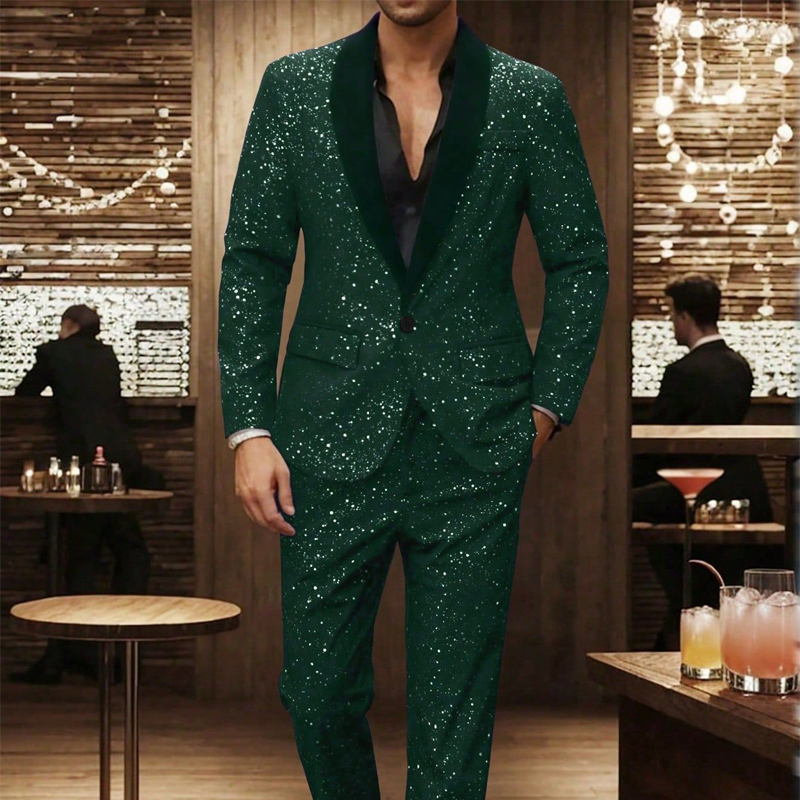 Men's Black Sparkle Tuxedo Suit Set
