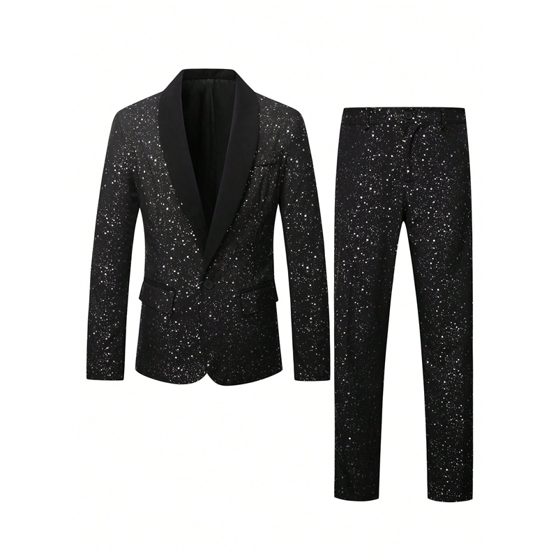 Men's Black Sparkle Tuxedo Suit Set
