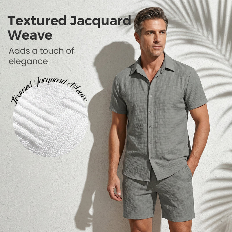 💥Men's Jacquard Shirt & Shorts Set