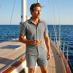 💥Men's Jacquard Shirt & Shorts Set