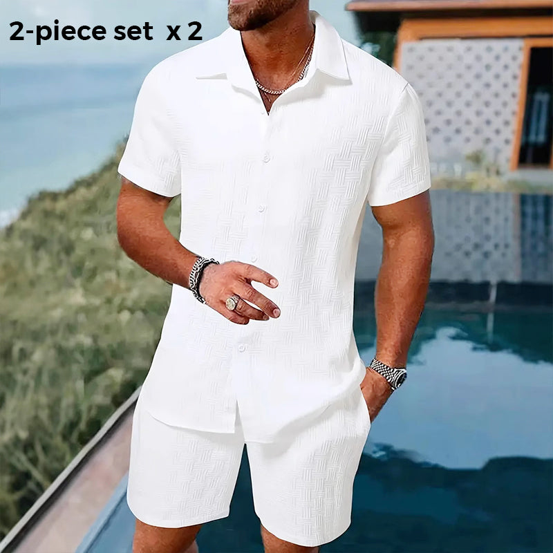 💥Men's Jacquard Shirt & Shorts Set