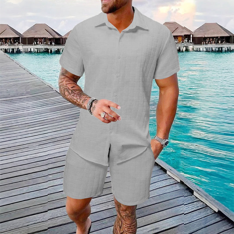 💥Men's Jacquard Shirt & Shorts Set