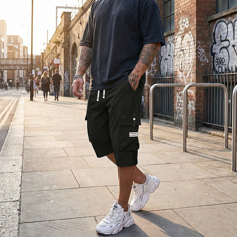 Men's Casual Drawstring Capri Cargo Pants