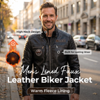Men's Lined Faux Leather Biker Jacket
