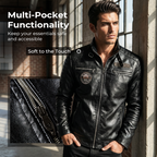 Men's Lined Faux Leather Biker Jacket