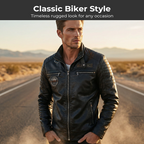 Men's Lined Faux Leather Biker Jacket