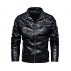 Men's Lined Faux Leather Biker Jacket