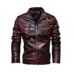 Men's Lined Faux Leather Biker Jacket