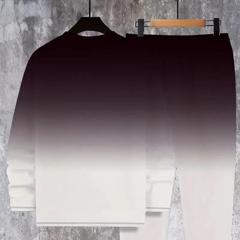 🔥Men's Gradient Color Crewneck Tracksuit Set