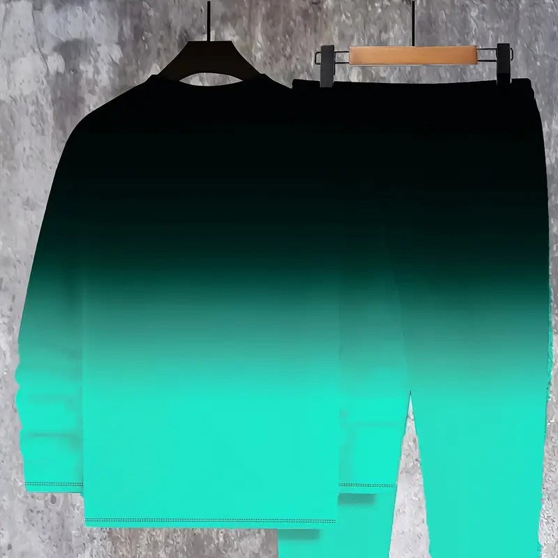 🔥Men's Gradient Color Crewneck Tracksuit Set
