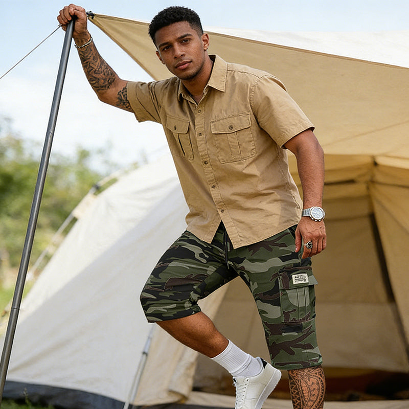 Men's Camouflage Cargo Shorts – Multi-Pocket, Adjustable Waist & Breathable Fabric🌿🩳