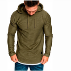 Solid-color Drawstring Hooded Long-sleeve Sweatshirt