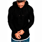 Solid-color Drawstring Hooded Long-sleeve Sweatshirt