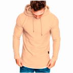 Solid-color Drawstring Hooded Long-sleeve Sweatshirt