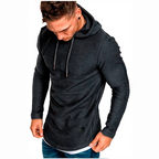 Solid-color Drawstring Hooded Long-sleeve Sweatshirt