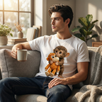 Unisex Monkey Hugging Toy Graphic T-Shirt