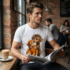 Unisex Monkey Hugging Toy Graphic T-Shirt